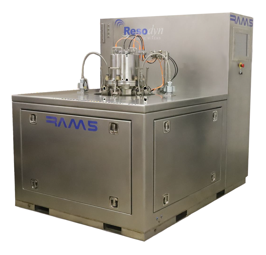 RAM5 mixer for production scale chemical synthesis